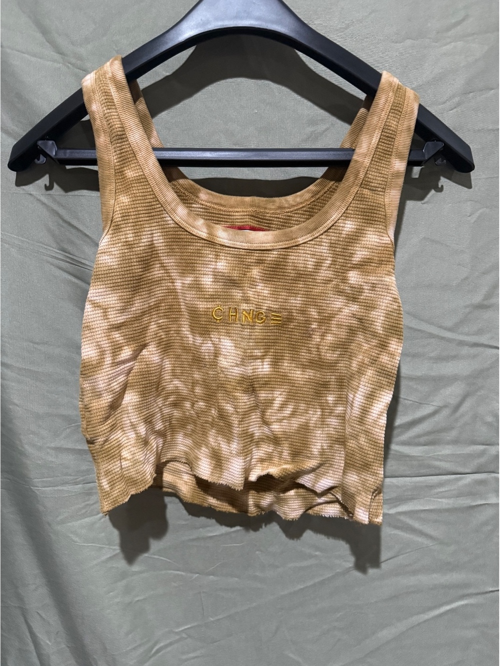 CHNGE brown tie dye cropped tank top